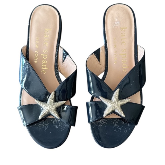 Kate Spade Under The Sea Blazer Blue Silver Starfish Slide Sandals Size 7 - Picture 8 of 11